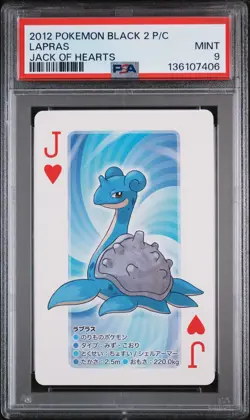 2012 POKEMON BLACK 2 PLAYING CARDS JACK OF HEARTS LAPRAS PSA 9 - Image 1