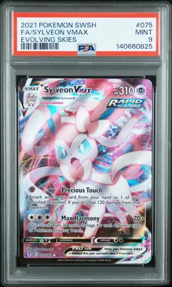 2021 POKEMON SWORD & SHIELD EVOLVING SKIES #075 FULL ART/SYLVEON VMAX PSA 9 - Image 1