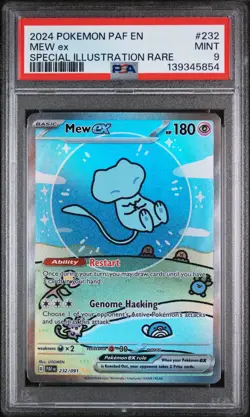 2024 POKEMON PAF EN-PALDEAN FATES SPECIAL ILLUSTRATION RARE #232 MEW EX PSA 9 - Image 1