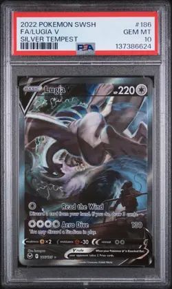 2022 POKEMON SWORD & SHIELD SILVER TEMPEST #186 FULL ART/LUGIA V PSA 10 - Image 1