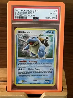 2007 Pokemon D & P Secret Wonders Blastoise Holo 2/132 PSA 6 - Image 3