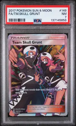 2017 POKEMON SUN & MOON #149 FULL ART/TEAM SKULL GRUNT PSA 7 - Image 1
