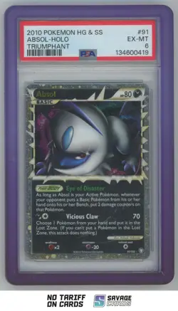 2010 Pokemon HeartGold & SoulSilver Triumphant Holo Absol PSA 6 #91/102 - Image 1