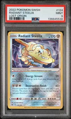 2022 POKEMON SWORD & SHIELD LOST ORIGIN #124 RADIANT STEELIX PSA 9 - Image 1
