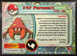 Parasect 2000 Topps Pokemon TV Animation Edition #47 - Image 2