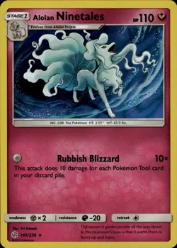 Alolan Ninetales Holo Rare SM Cosmic Eclipse 145/236 Fairy Holo Pokemon Card - Image 1