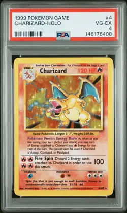 1999 POKEMON BASE SET UNLIMITED #4 CHARIZARD-HOLO PSA 4 - Image 1