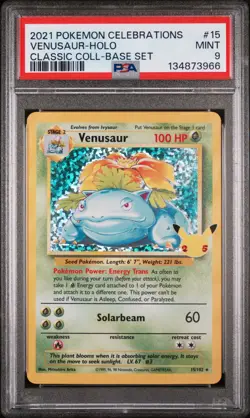 2021 POKEMON CELEBRATIONS CLASSIC COLL #15 VENUSAUR-HOLO PSA 9 - Image 1