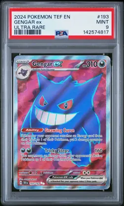 2024 POKEMON TEF EN-TEMPORAL FORCES ULTRA RARE #193 GENGAR EX PSA 9 - Image 1