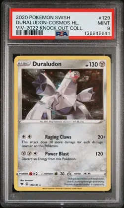 2020 POKEMON SWORD & SHIELD VIVID VOLTAGE #129 DURALUDON-HOLO PSA 9 - Image 1