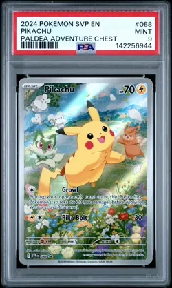 2024 POKEMON SVP EN-SV BLACK STAR PROMO PALDEA ADVENTURE CHEST PIKACHU PSA 9 - Image 1