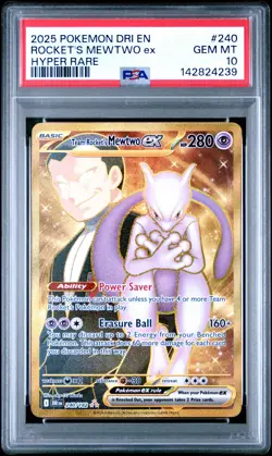 2025 POKEMON DRI EN-DESTINED RIVALS HYPER RARE TEAM ROCKET'S MEWTWO EX PSA 10 - Image 1