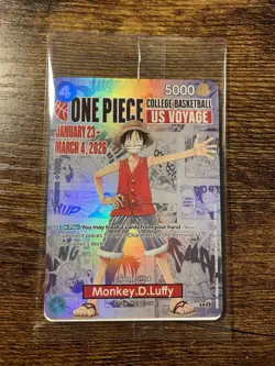 One Piece CCG Monkey D. Luffy US Voyage Promo Holo Card - Image 1