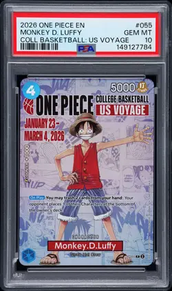 2026 ONE PIECE PROMOS COLLEGE BASKETBALL : US VOYAGE MONKEY D. LUFFY PSA 10 - Image 1