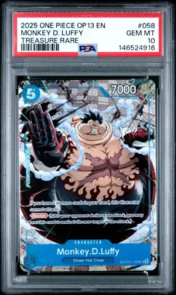 2025 ONE PIECE OP13-CARRYING ON HIS WILL TREASURE RARE MONKEY D. LUFFY PSA 10 - Image 1