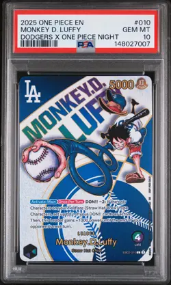2025 ONE PIECE PROMOS DODGERS X ONE PIECE NIGHT #010 MONKEY D. LUFFY PSA 10 - Image 1