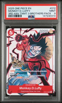 2025 ONE PIECE 3RD ANNIV TOURNAMENT 3 BROTHERS PACK #012 MONKEY D. LUFFY PSA 9 - Image 1