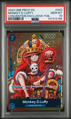 2024 ONE PIECE PROMOS CONVENTION EXCLUSIVE-FOIL #043 MONKEY D. LUFFY PSA 10 - Image 1