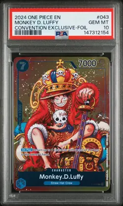 2024 ONE PIECE PROMOS CONVENTION EXCLUSIVE-FOIL #043 MONKEY D. LUFFY PSA 10 - Image 1