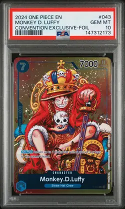 2024 ONE PIECE PROMOS CONVENTION EXCLUSIVE-FOIL #043 MONKEY D. LUFFY PSA 10 - Image 1