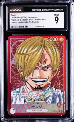 2024 ONE PIECE JAPANESE PREMIUM BOOSTER ALTERNATE ART #PRB01-001 SANJI CGC 9 - Image 1