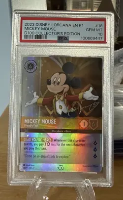 Disney Lorcana Mickey Mouse Friendly Face 18/P1 D100 Collector’s Edition PSA 10 - Image 1
