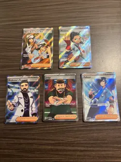 Pokemon 5 Card Lot Custom Sleeve Art Nemona Falkner Professor’s Research Judge - Image 2