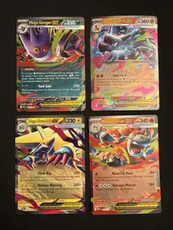 Pokemon Cards: Mega EX Lot - Gengar, Charizard X, Manectric, Camerupt - Image 1