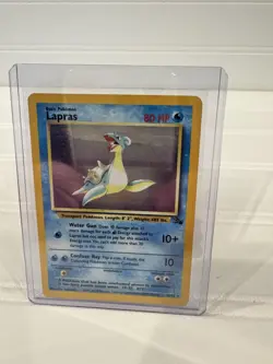 Pokemon TCG Lapras Fossil Holo Unlimited Rare Card 10/62 Vintage - Image 1
