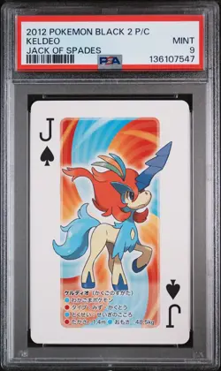 2012 POKEMON BLACK 2 PLAYING CARDS JACK OF SPADES KELDEO PSA 9 - Image 1