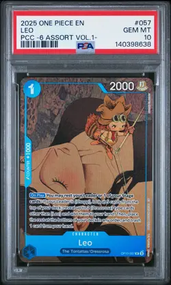 2025 ONE PIECE PREMIUM CARD COLLECTION -6 ASSORT VOL.1- #057 LEO PSA 10 - Image 1