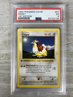 1999 1st Edition Pidgey Shadowless (PSA 5 EX) 57/102 Pokemon Card. - Image 1