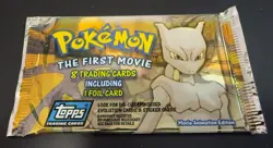 Pokemon The First Movie Topps Trading Cards Sealed Pack - Blue Logo - Image 1