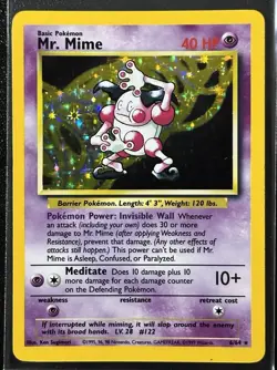 LP/NM (No-Symbol) Pokemon MR. MIME Card JUNGLE Set 6/64 HOLO RARE Error/Misprint - Image 1