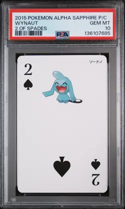 2015 POKEMON ALPHA SAPPHIRE PLAYING CARDS 2 OF SPADES WYNAUT PSA 10 - Image 1