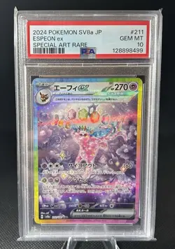 Pokemon Espeon EX SAR 211 SV8a Terastal Festival TCG Card PSA 10 - Image 1