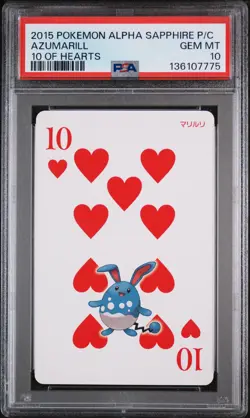 2015 POKEMON ALPHA SAPPHIRE PLAYING CARDS 10 OF HEARTS AZUMARILL PSA 10 - Image 1