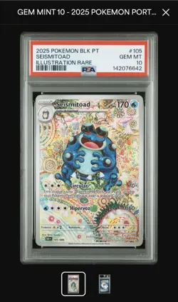 Pokemon Seismitoad 105/086 Sv: Black Bolt Illustration Rare PSA 10 Portuguese - Image 1