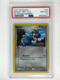 2007 Pokemon EX Power Keepers Bagon Reverse Holo 43/108 PSA 10 - Image 1