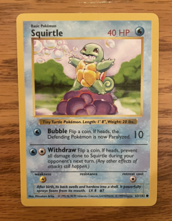 Squirtle Base Set Pokemon Card - NM/LP - Image 1