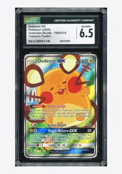Pokemon CGC 6.5 Dedenne GX Ultra Rare 2020 195a/214 Unbroken Bonds English - Image 1