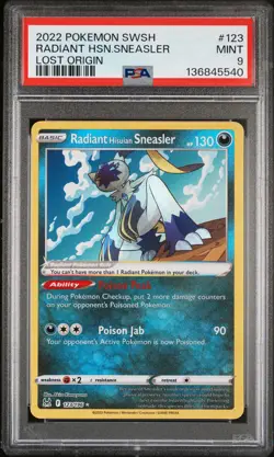 2022 POKEMON SWORD & SHIELD LOST ORIGIN #123 RADIANT HISUIAN SNEASLER PSA 9 - Image 1