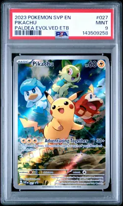 2023 POKEMON SVP EN-SV BLACK STAR PROMO #027 PIKACHU PSA 9 - Image 1