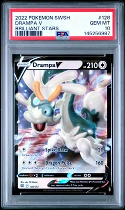 2022 POKEMON SWORD & SHIELD BRILLIANT STARS #128 DRAMPA V PSA 10 - Image 1