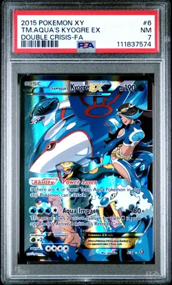 2015 POKEMON XY DOUBLE CRISIS #6 FULL ART/TEAM AQUA'S KYOGRE EX PSA 7 - Image 1