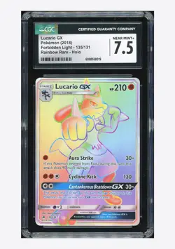 Pokemon CGC 7.5 Lucario GX Secret Rare 2018 135/131 Forbidden Light English - Image 1