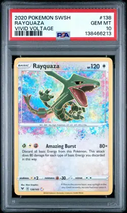 2020 POKEMON SWORD & SHIELD VIVID VOLTAGE #138 RAYQUAZA PSA 10 - Image 1