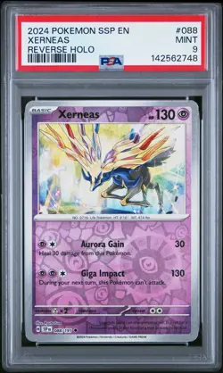 2024 POKEMON SSP EN-SURGING SPARKS REVERSE HOLO #088 XERNEAS PSA 9 - Image 1