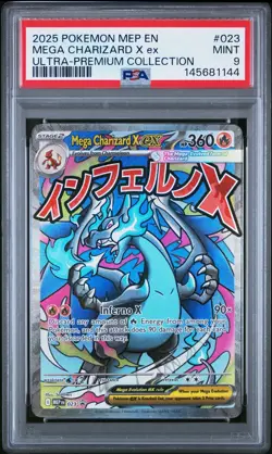 PSA 9 Pokemon 2025 Mega Charizard X ex 023 Mega Evolution UPC Promo - Image 1