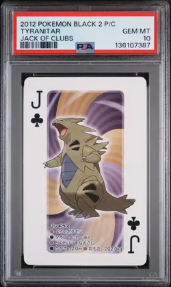 2012 POKEMON BLACK 2 PLAYING CARDS JACK OF CLUBS TYRANITAR PSA 10 - Image 1
